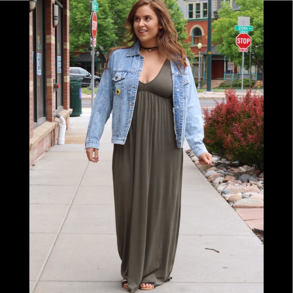 Olive Open Back Maxi
